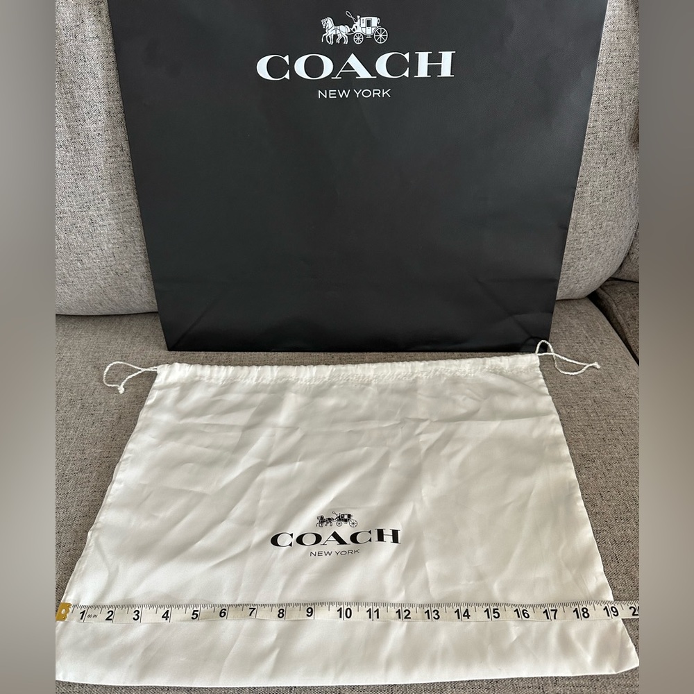 Coach Dust Bag - Current issue White Satin & Drawstring. Black Coach Logo.